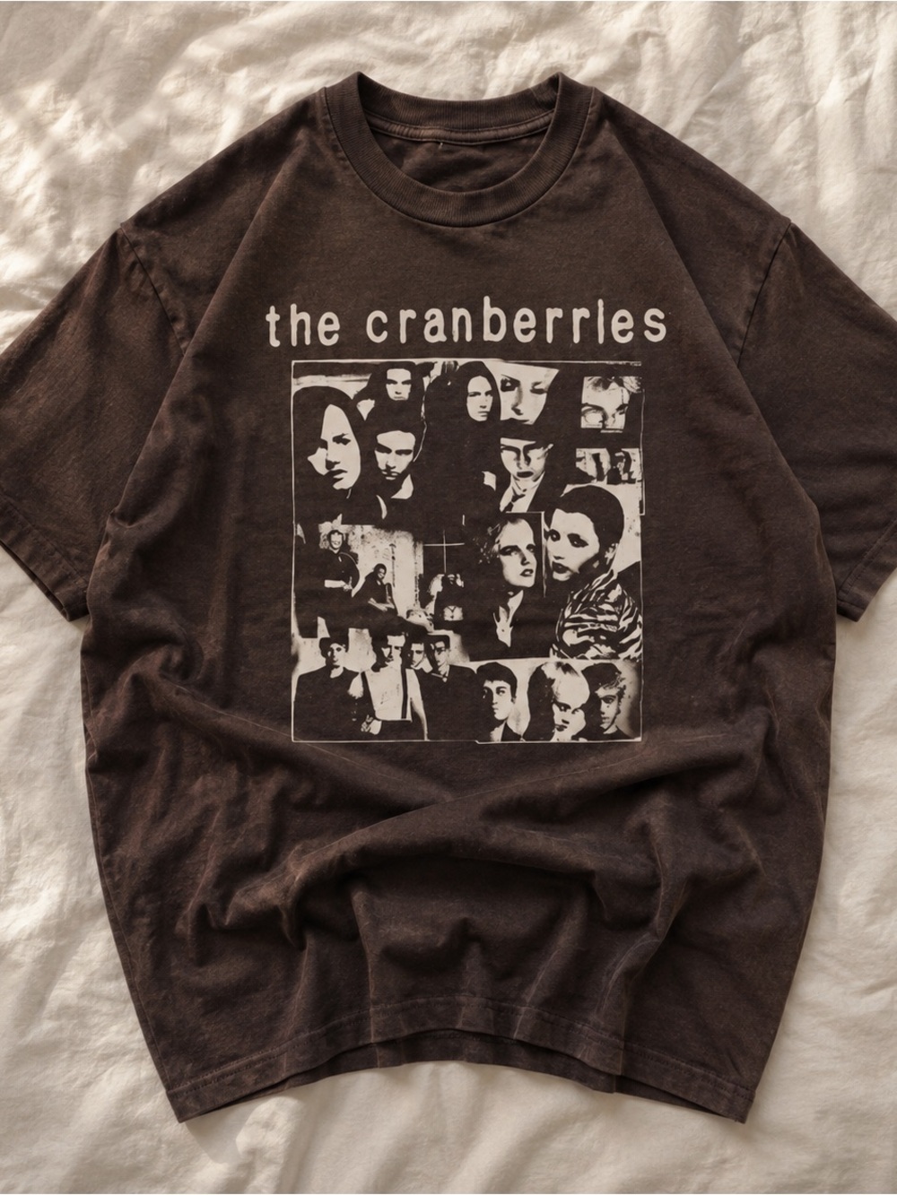 Gildan The Cranberries Short Sleeve Tee in Brown with Cream Print
